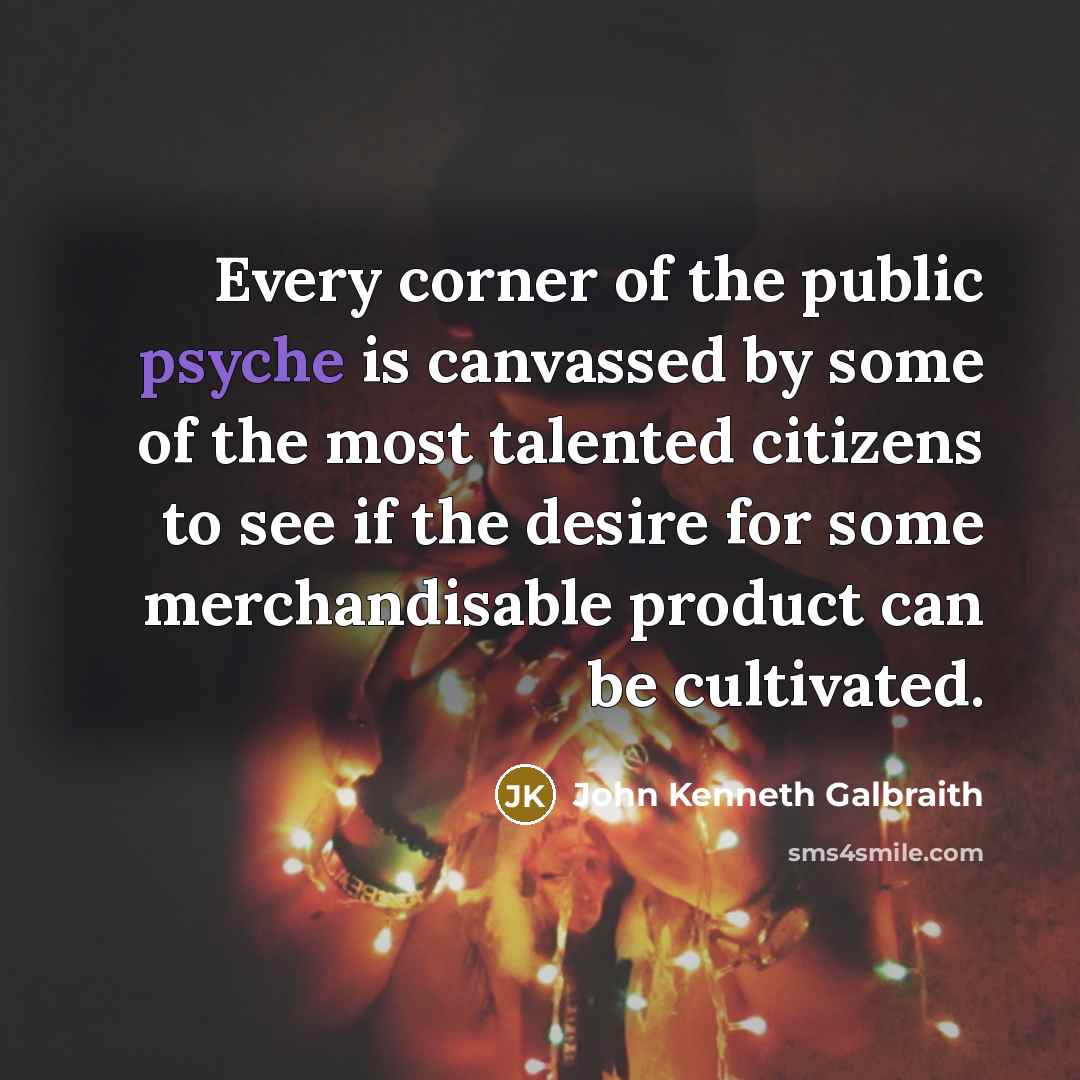 “Every corner of the public psyche is canvassed by some…” quote by John Kenneth Galbraith