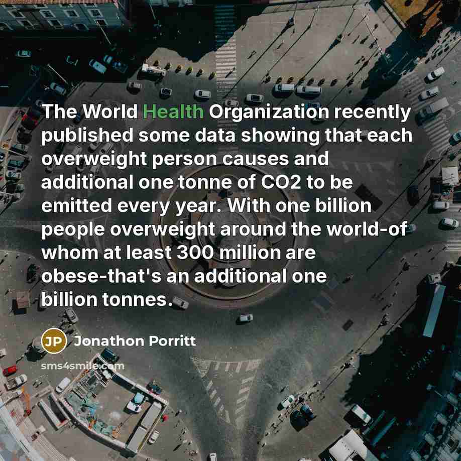 “The World Health Organization recently published some data showing that…” quote by Jonathon Porritt
