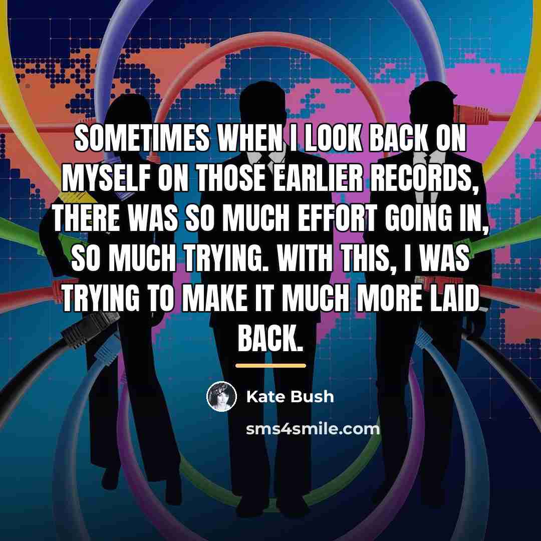 “Sometimes when I look back on myself on those earlier…” quote by Kate Bush
