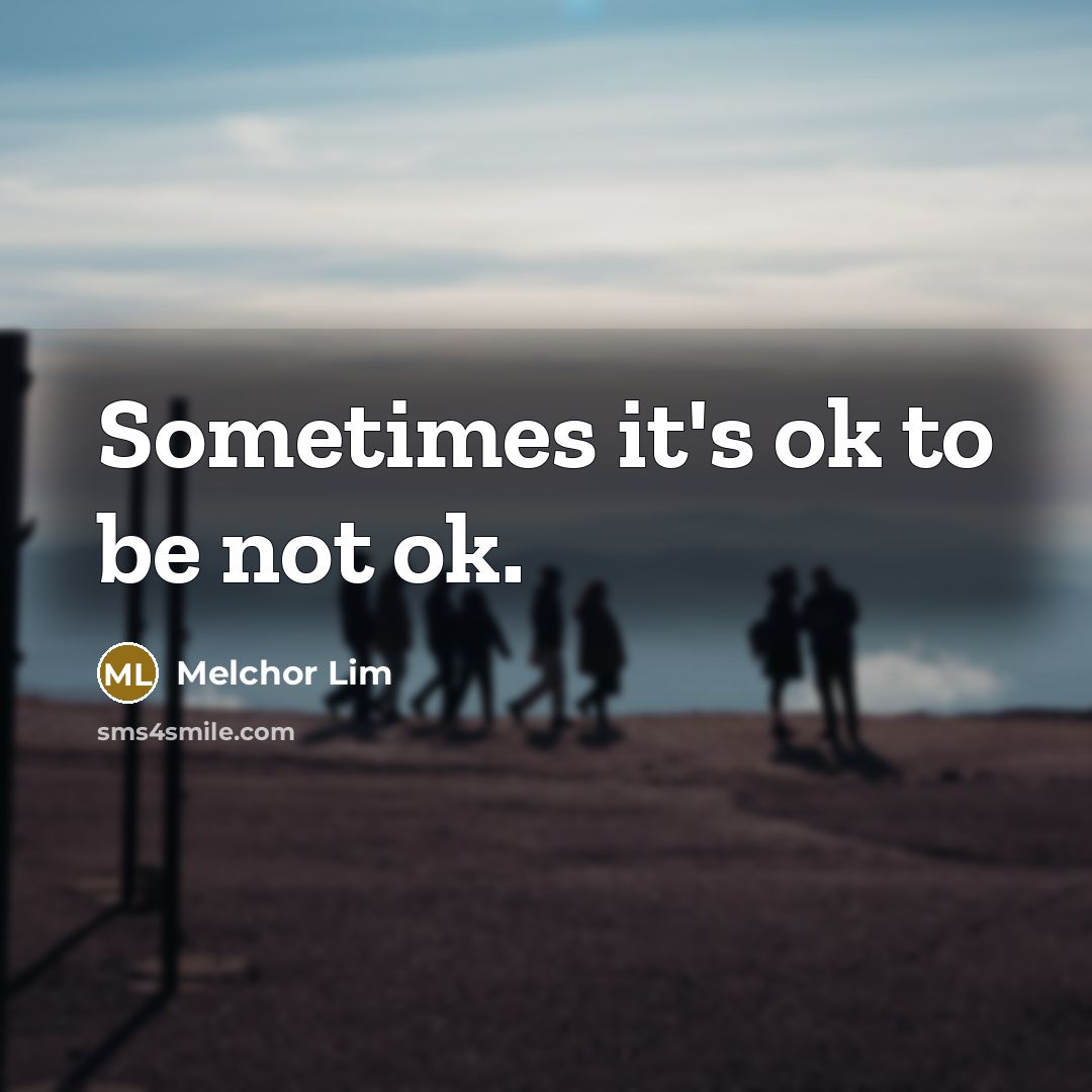 “Sometimes it's ok to be not ok.…” quote by Melchor Lim