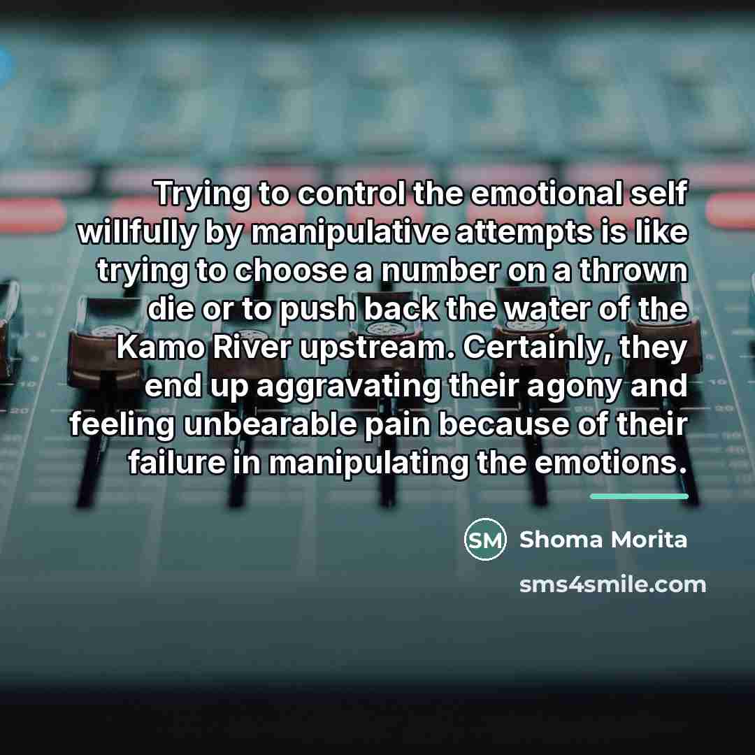 “Trying to control the emotional self willfully by manipulative attempts…” quote by Shoma Morita