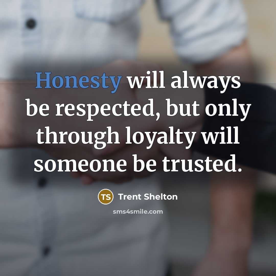 “Honesty will always be respected, but only through loyalty will…” quote by Trent Shelton
