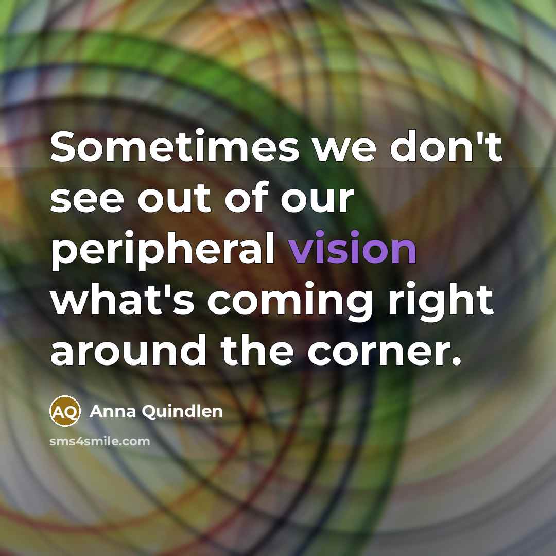 “Sometimes we don't see out of our peripheral vision what's…” quote by Anna Quindlen