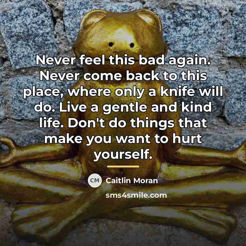 “Never feel this bad again. Never come back to this…” quote by Caitlin Moran