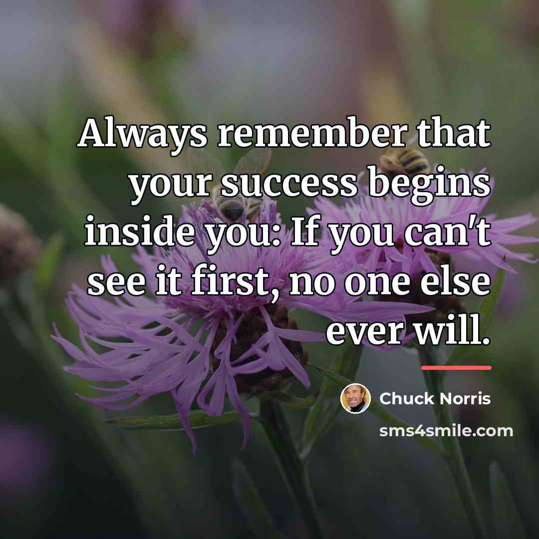 “Always remember that your success begins inside you: If you…” quote by Chuck Norris