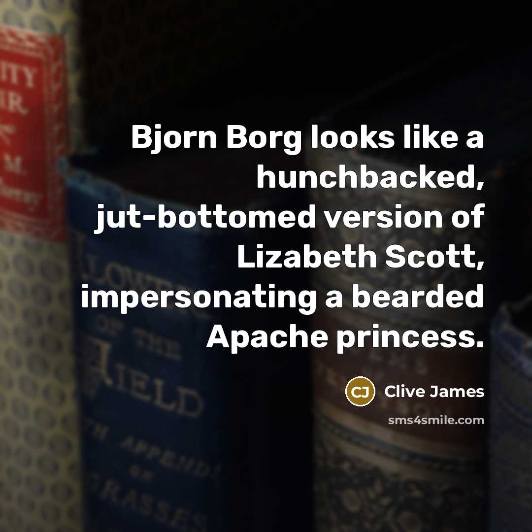 “Bjorn Borg looks like a hunchbacked, jut-bottomed version of Lizabeth…” quote by Clive James