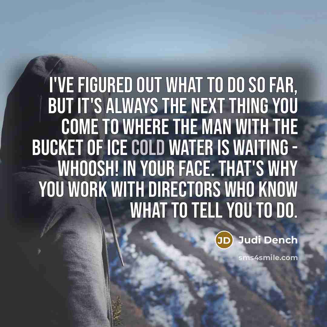 “I've figured out what to do so far, but it's…” quote by Judi Dench