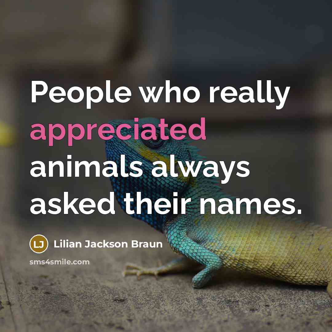 “People who really appreciated animals always asked their names.…” quote by Lilian Jackson Braun