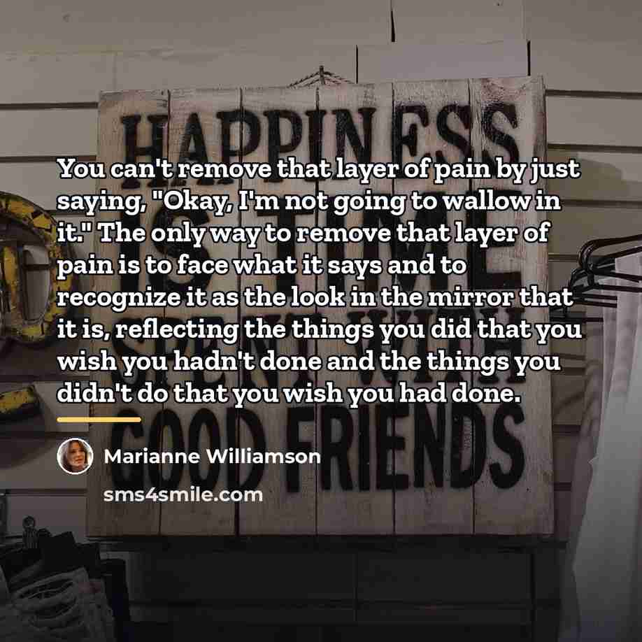 “You can't remove that layer of pain by just saying,…” quote by Marianne Williamson
