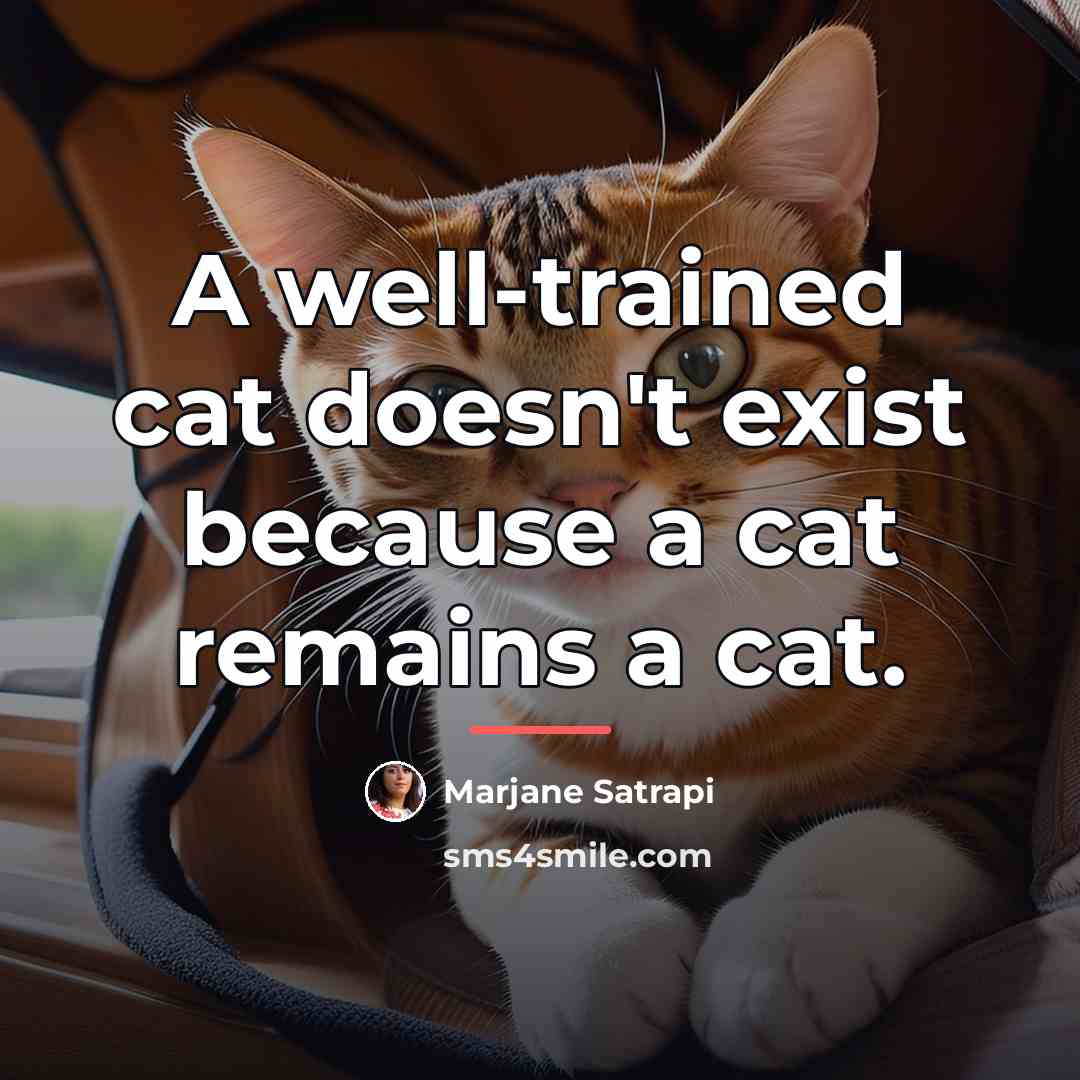 “A well-trained cat doesn't exist because a cat remains a…” quote by Marjane Satrapi