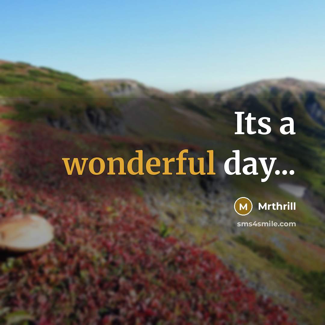“Its a wonderful day...” quote by Mrthrill