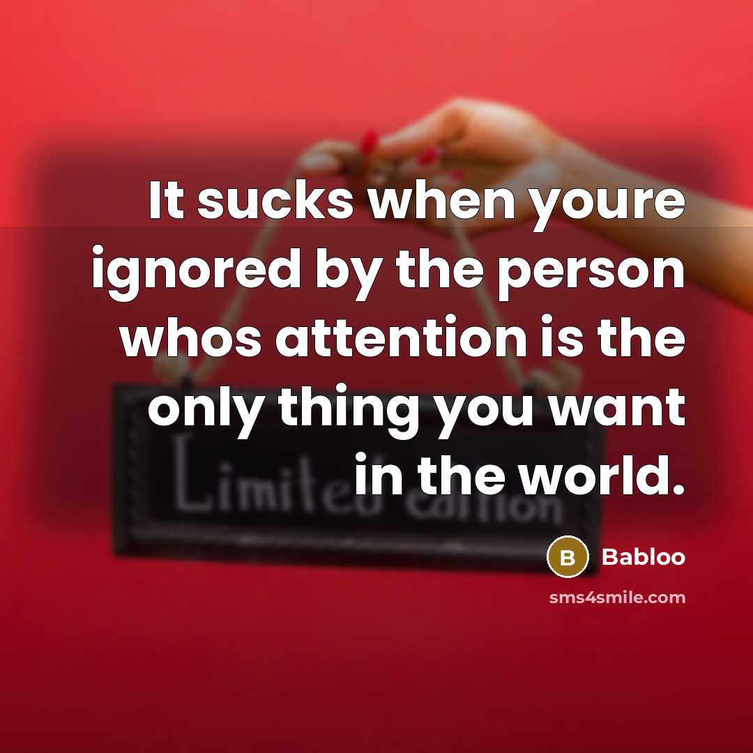 “It sucks when youre ignored by the person whos attention…” quote by Babloo