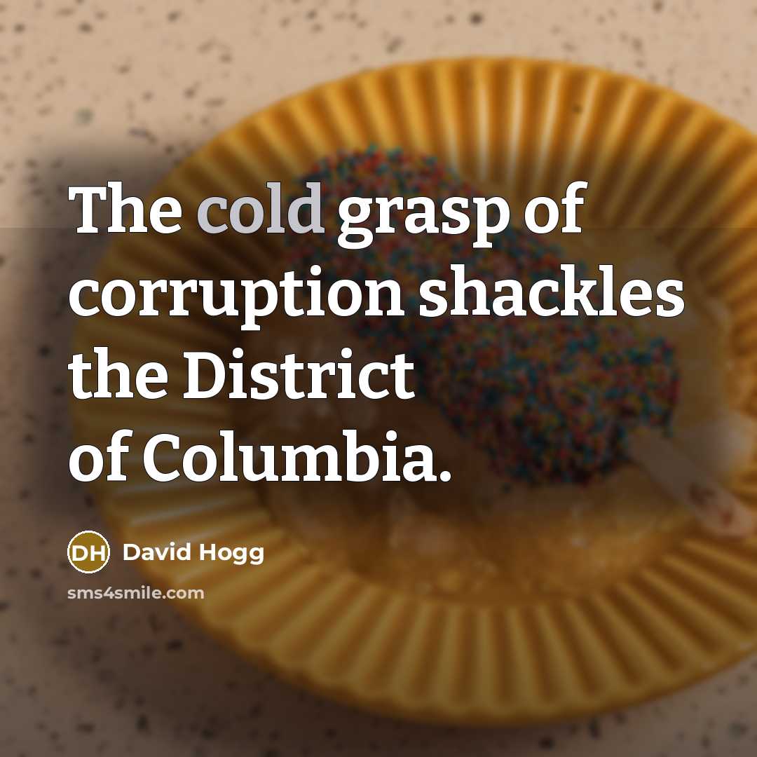 “The cold grasp of corruption shackles the District of Columbia.…” quote by David Hogg