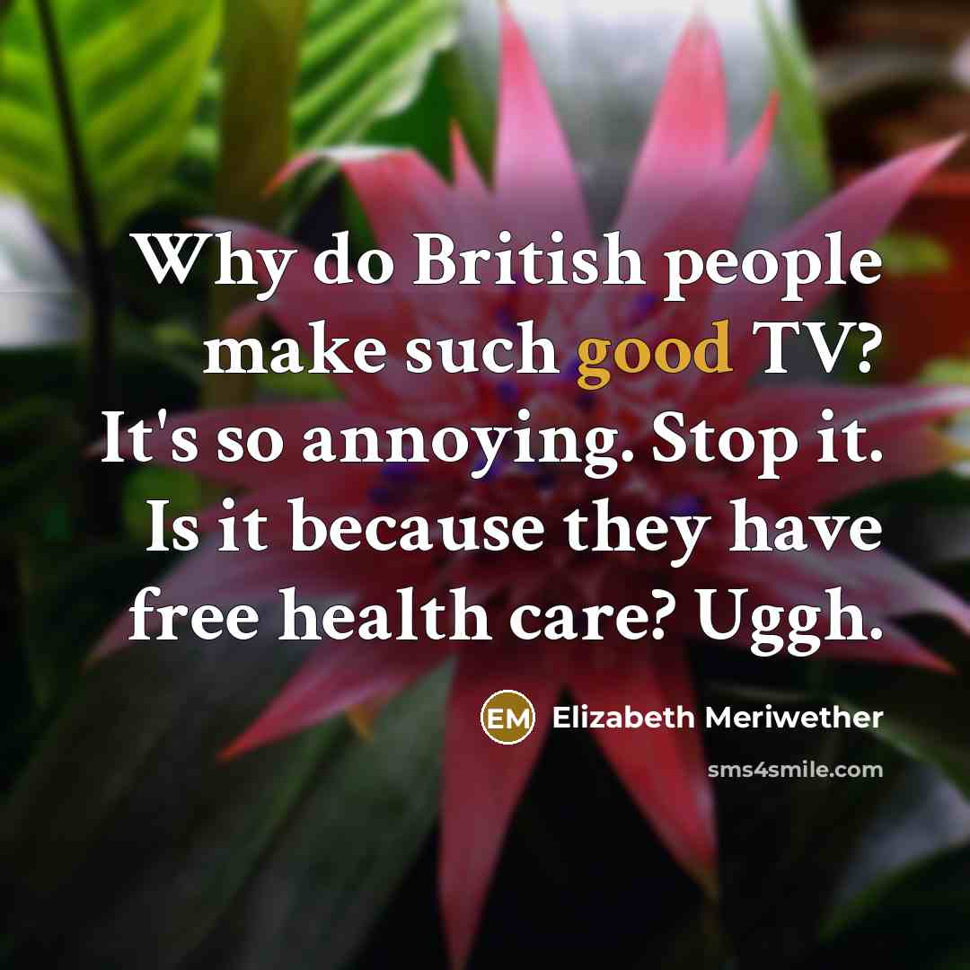 “Why do British people make such good TV? It's so…” quote by Elizabeth Meriwether