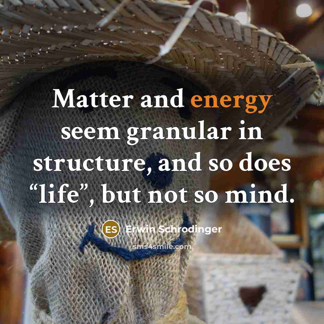 “Matter and energy seem granular in structure, and so does…” quote by Erwin Schrodinger