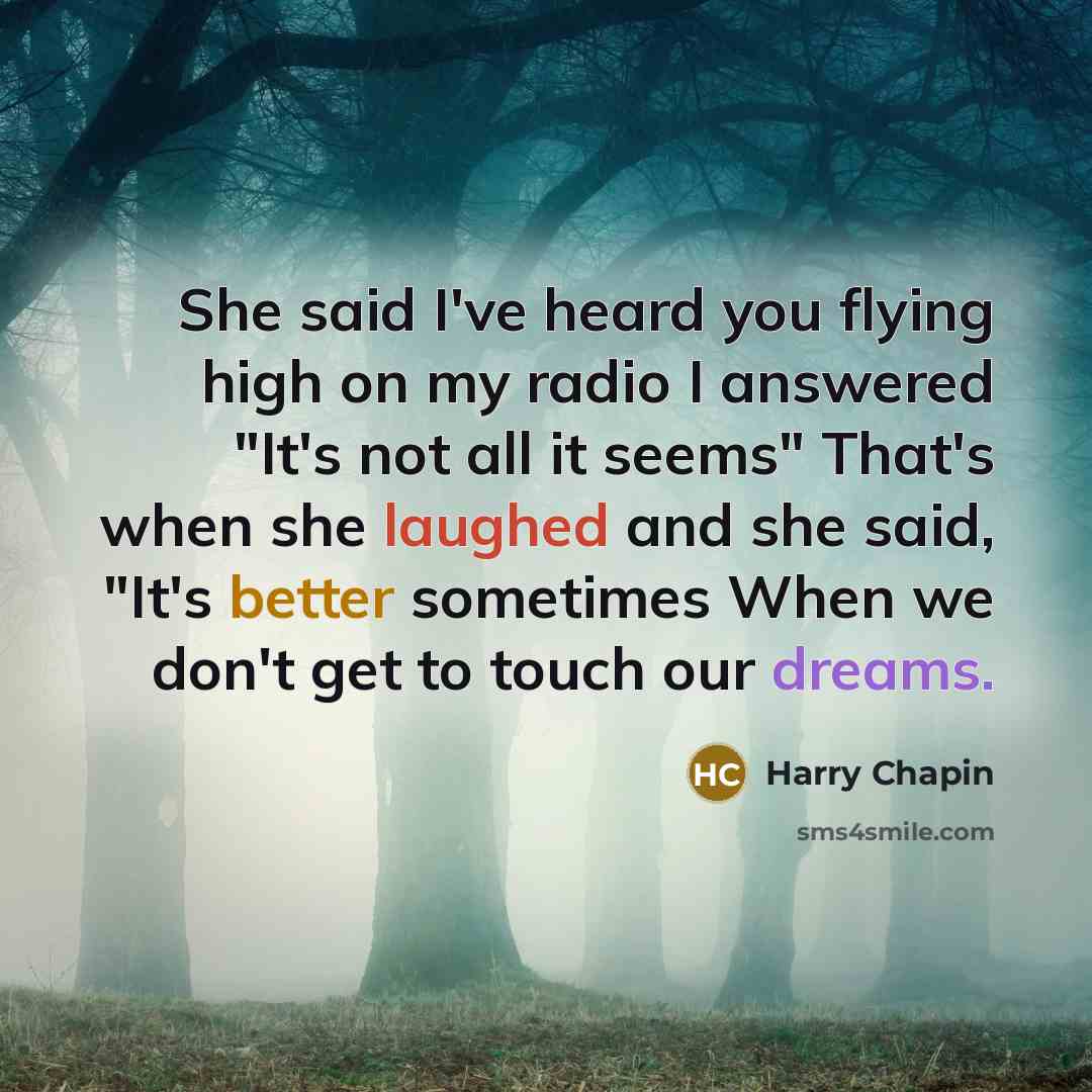 “She said I've heard you flying high on my radio…” quote by Harry Chapin