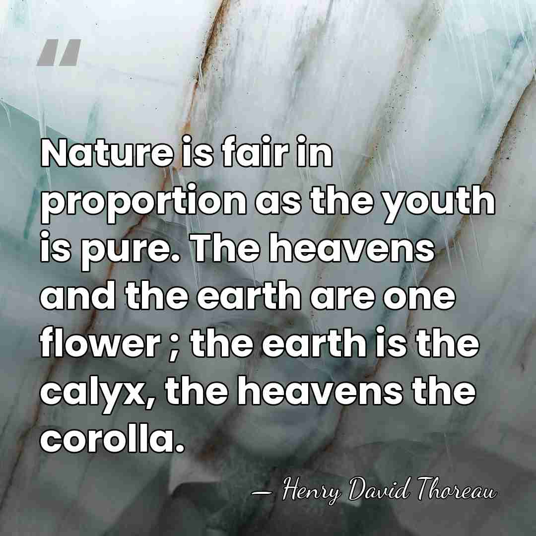 Nature is fair in proportion as the youth is pure. The heavens&hellip; - Henry David Thoreau