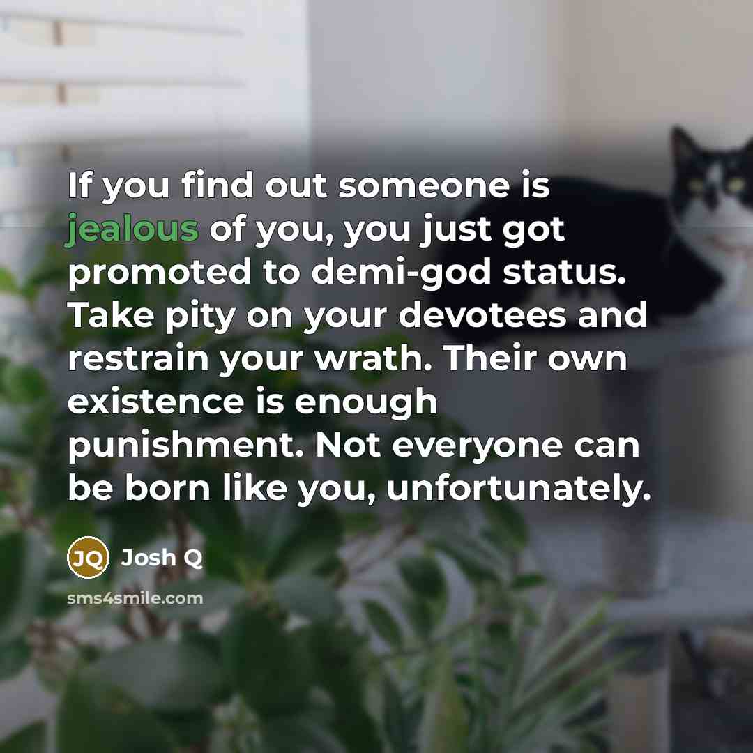 “If you find out someone is jealous of you, you…” quote by Josh Q