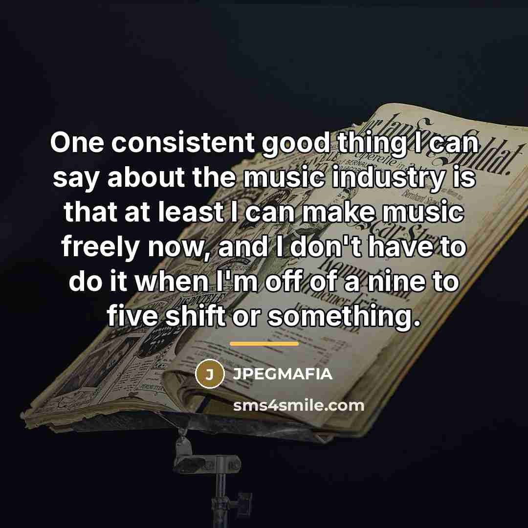 “One consistent good thing I can say about the music…” quote by JPEGMAFIA