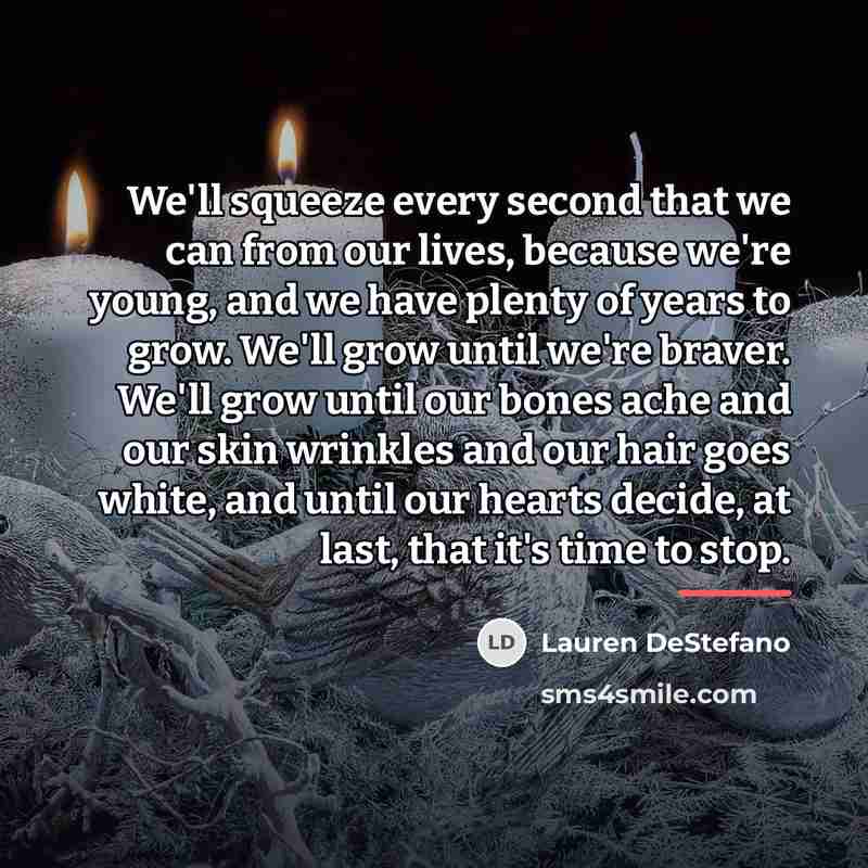 “We'll squeeze every second that we can from our lives,…” quote by Lauren DeStefano