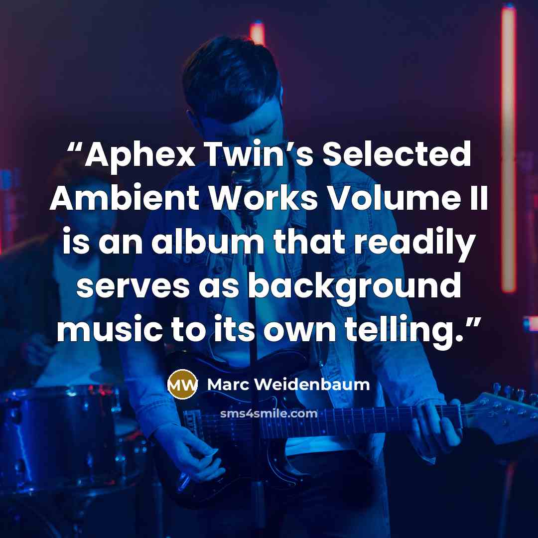 “Aphex Twin’s Selected Ambient Works Volume II is an album that readily serves as background music to its own telling.” quote by Marc Weidenbaum