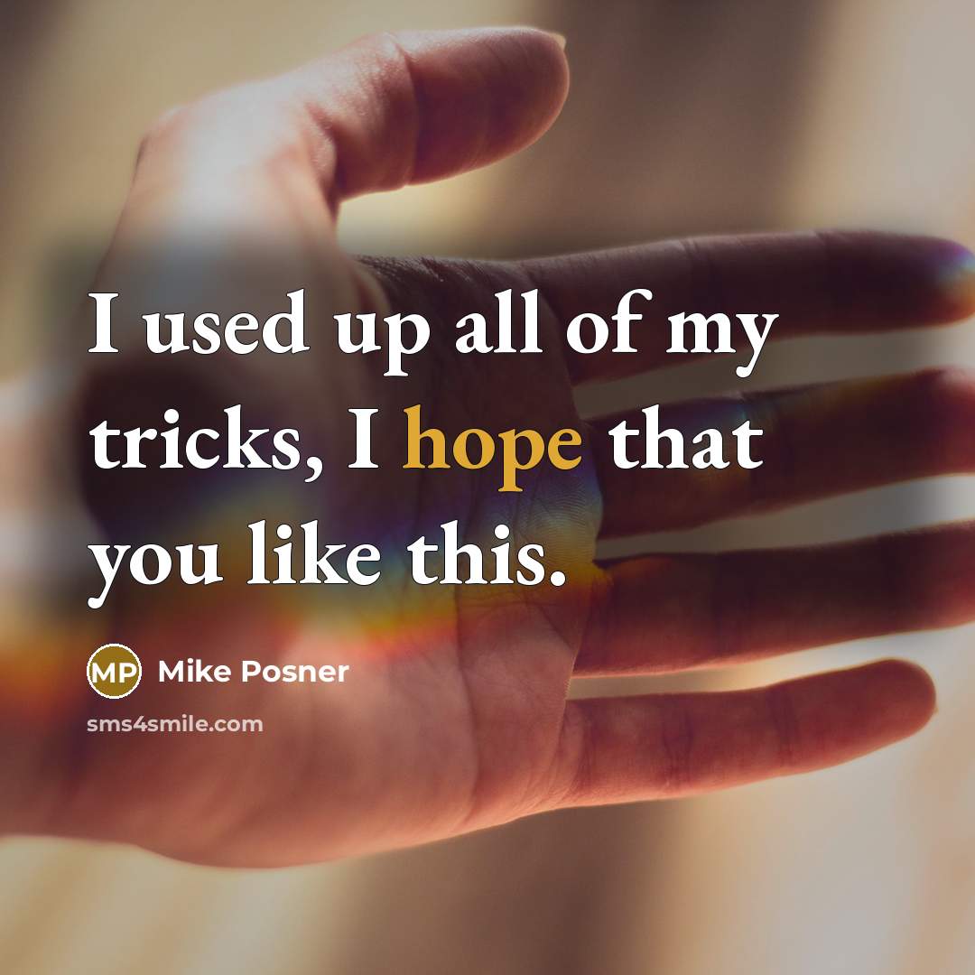 “I used up all of my tricks, I hope that…” quote by Mike Posner