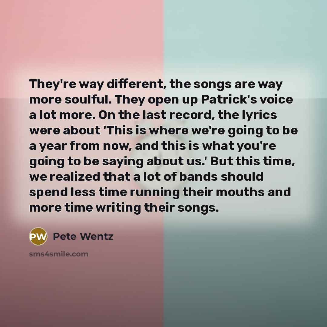 “They're way different, the songs are way more soulful. They…” quote by Pete Wentz