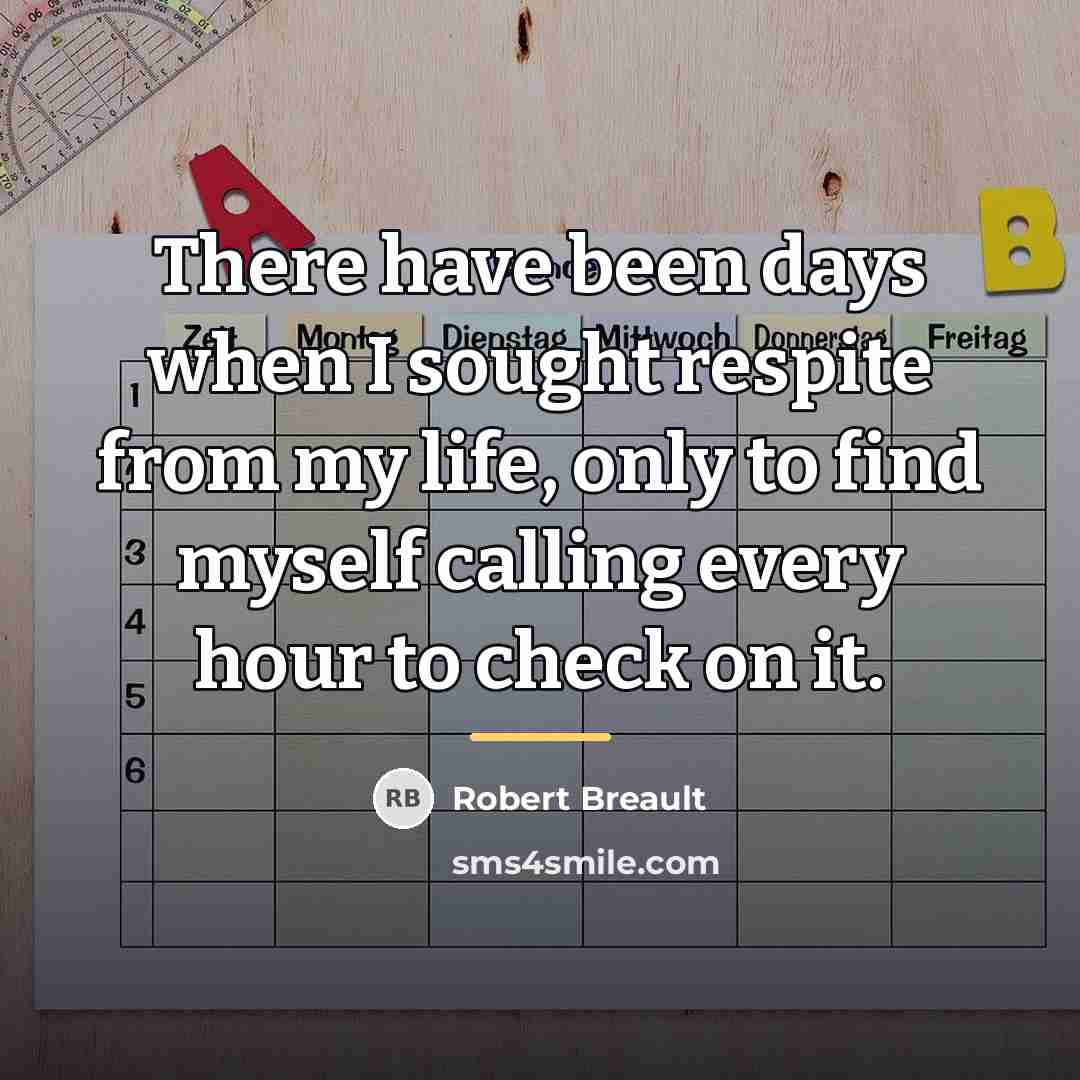 “There have been days when I sought respite from my…” quote by Robert Breault