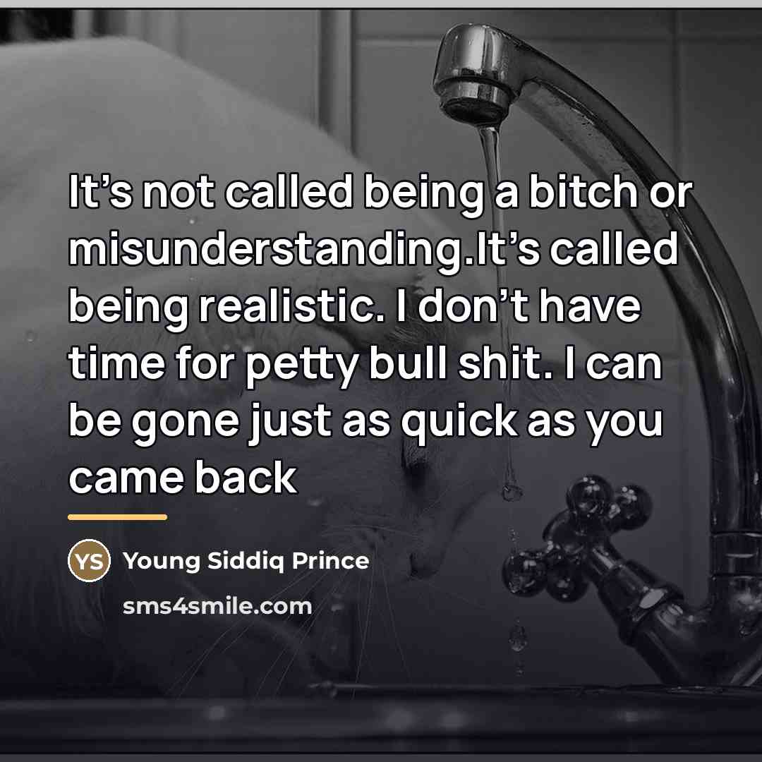 “It's not called being a bitch or misunderstanding.It's called being…” quote by Young Siddiq Prince