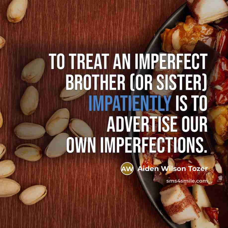 “To treat an imperfect brother (or sister) impatiently is to…” quote by Aiden Wilson Tozer