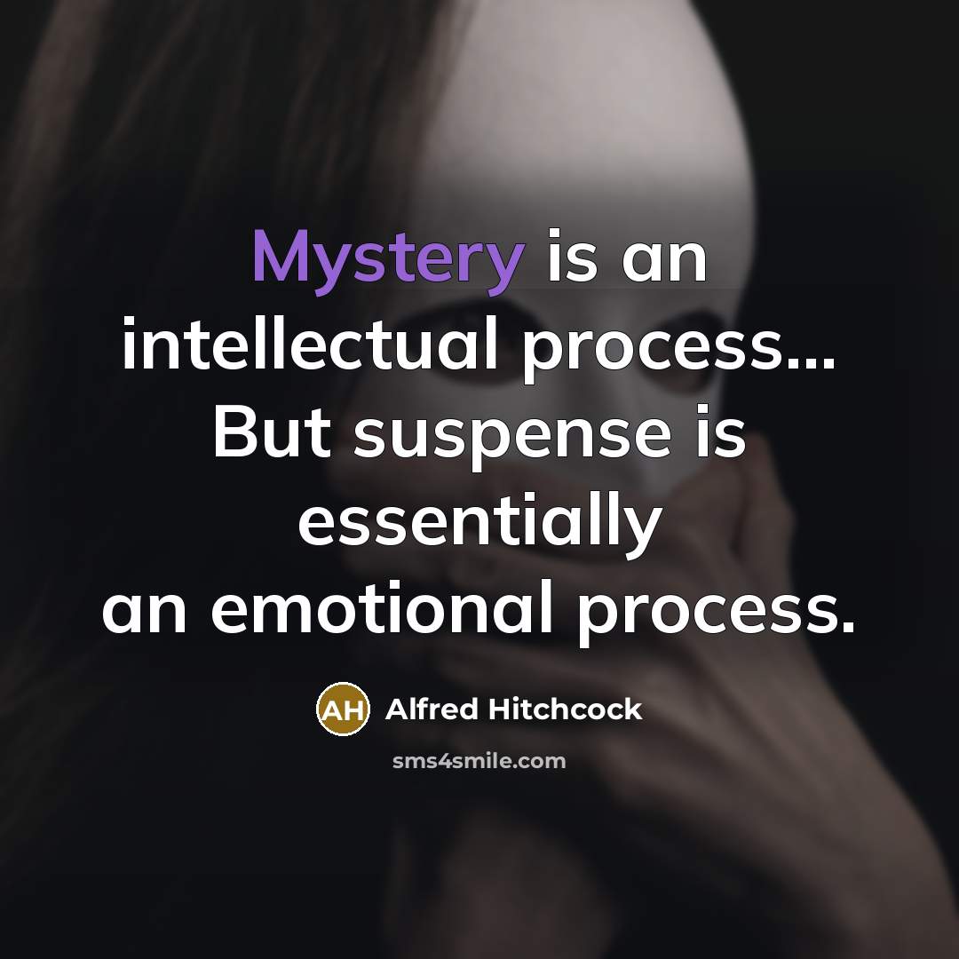 “Mystery is an intellectual process... But suspense is essentially an…” quote by Alfred Hitchcock