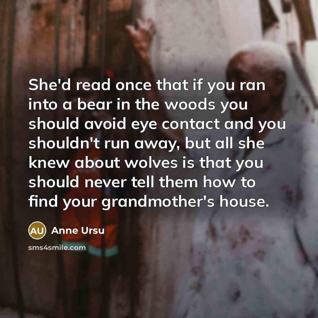 “She'd read once that if you ran into a bear…” quote by Anne Ursu