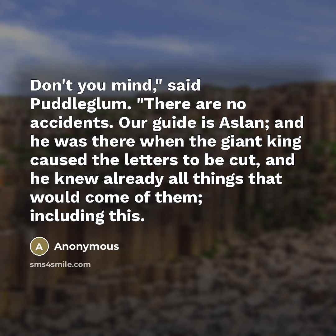 “Don't you mind," said Puddleglum. "There are no accidents. Our…” quote by Anonymous