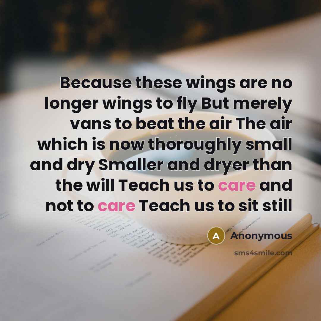 “Because these wings are no longer wings to fly But…” quote by Anonymous