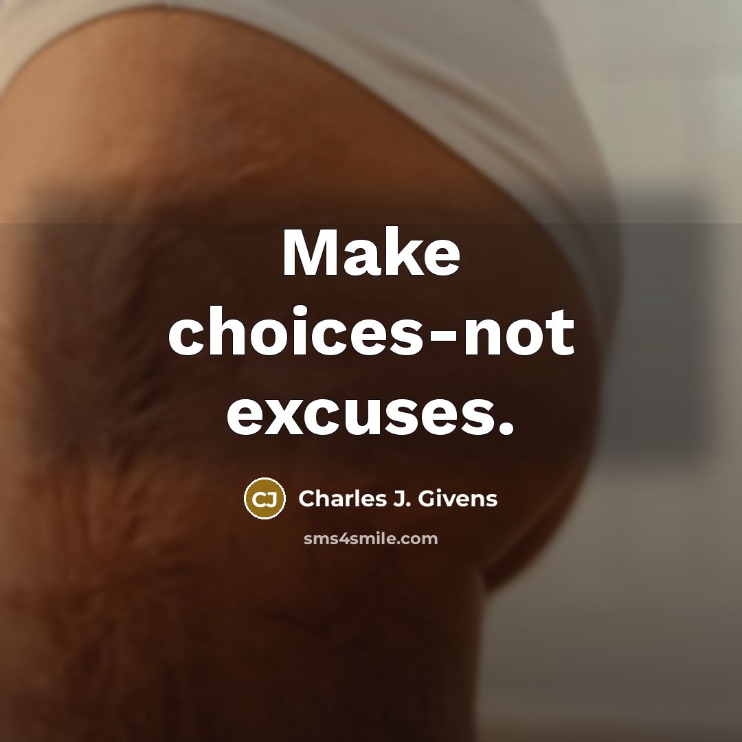 “Make choices-not excuses.…” quote by Charles J. Givens