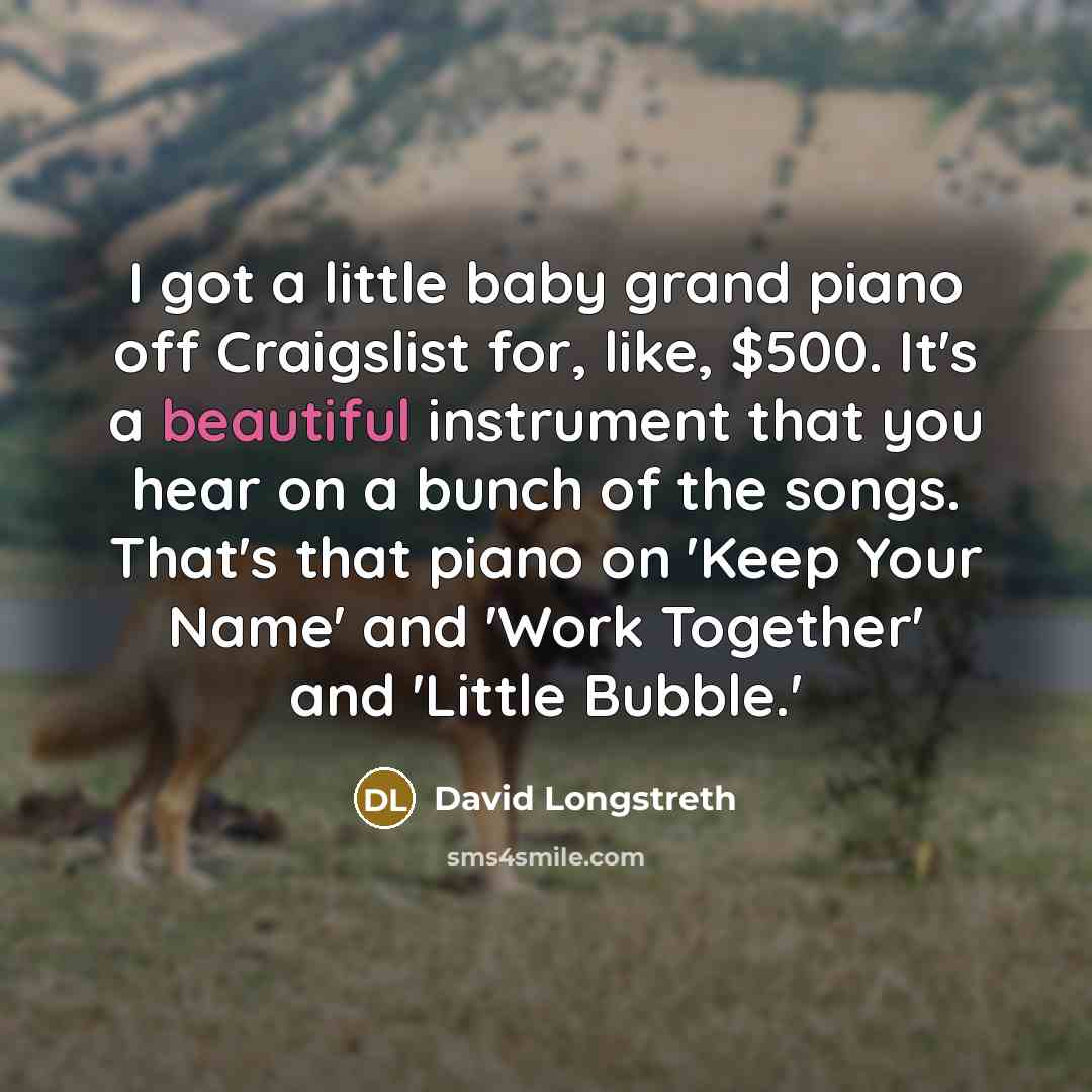 “I got a little baby grand piano off Craigslist for,…” quote by David Longstreth