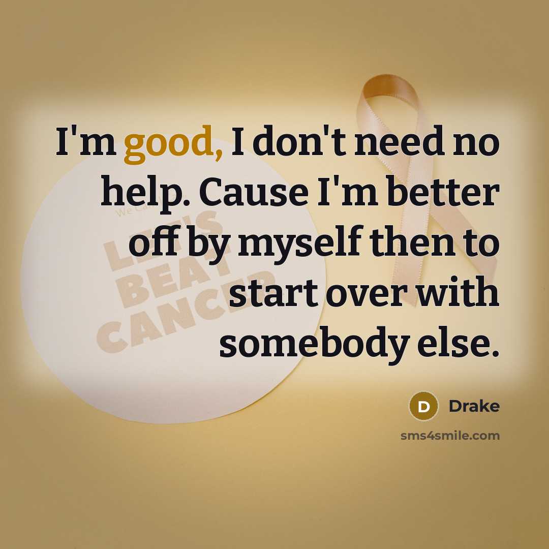 “I'm good, I don't need no help. Cause I'm better…” quote by Drake