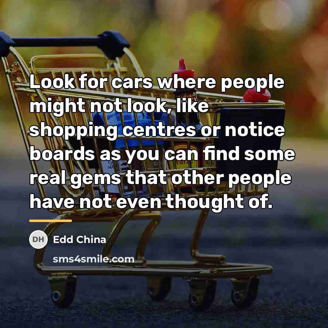 “Look for cars where people might not look, like shopping…” quote by Edd China