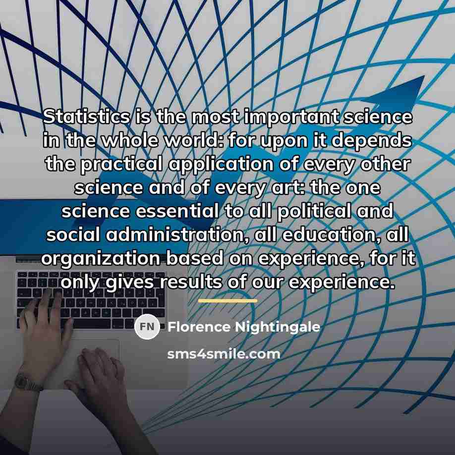 “Statistics is the most important science in the whole world:…” quote by Florence Nightingale