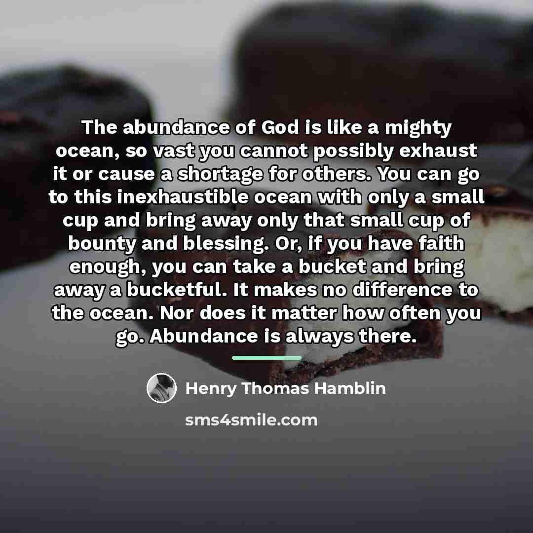 “The abundance of God is like a mighty ocean, so…” quote by Henry Thomas Hamblin