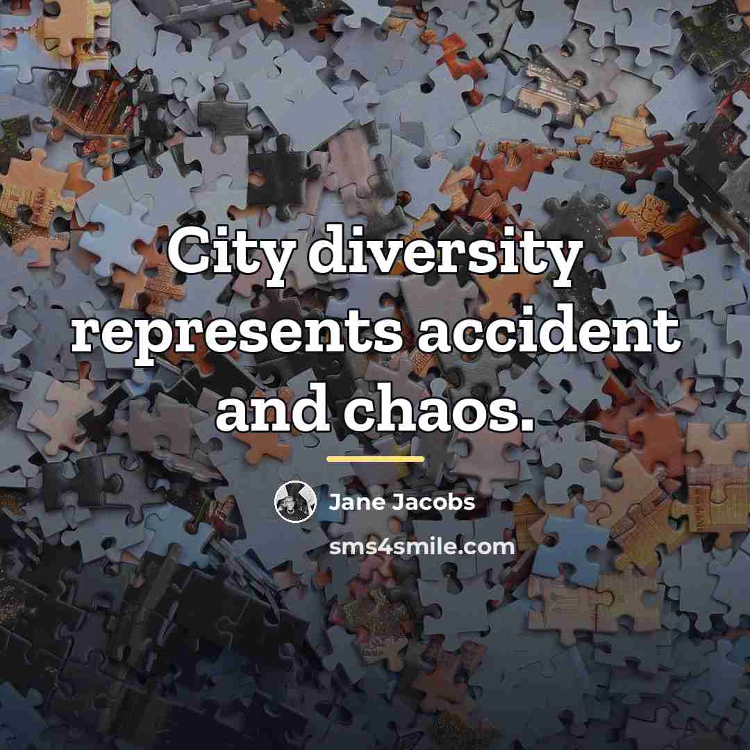 “City diversity represents accident and chaos.…” quote by Jane Jacobs