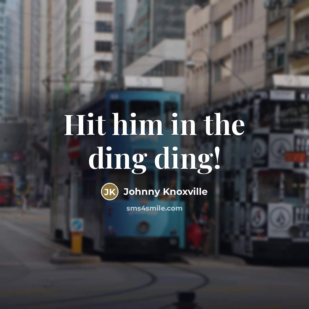 “Hit him in the ding ding!…” quote by Johnny Knoxville