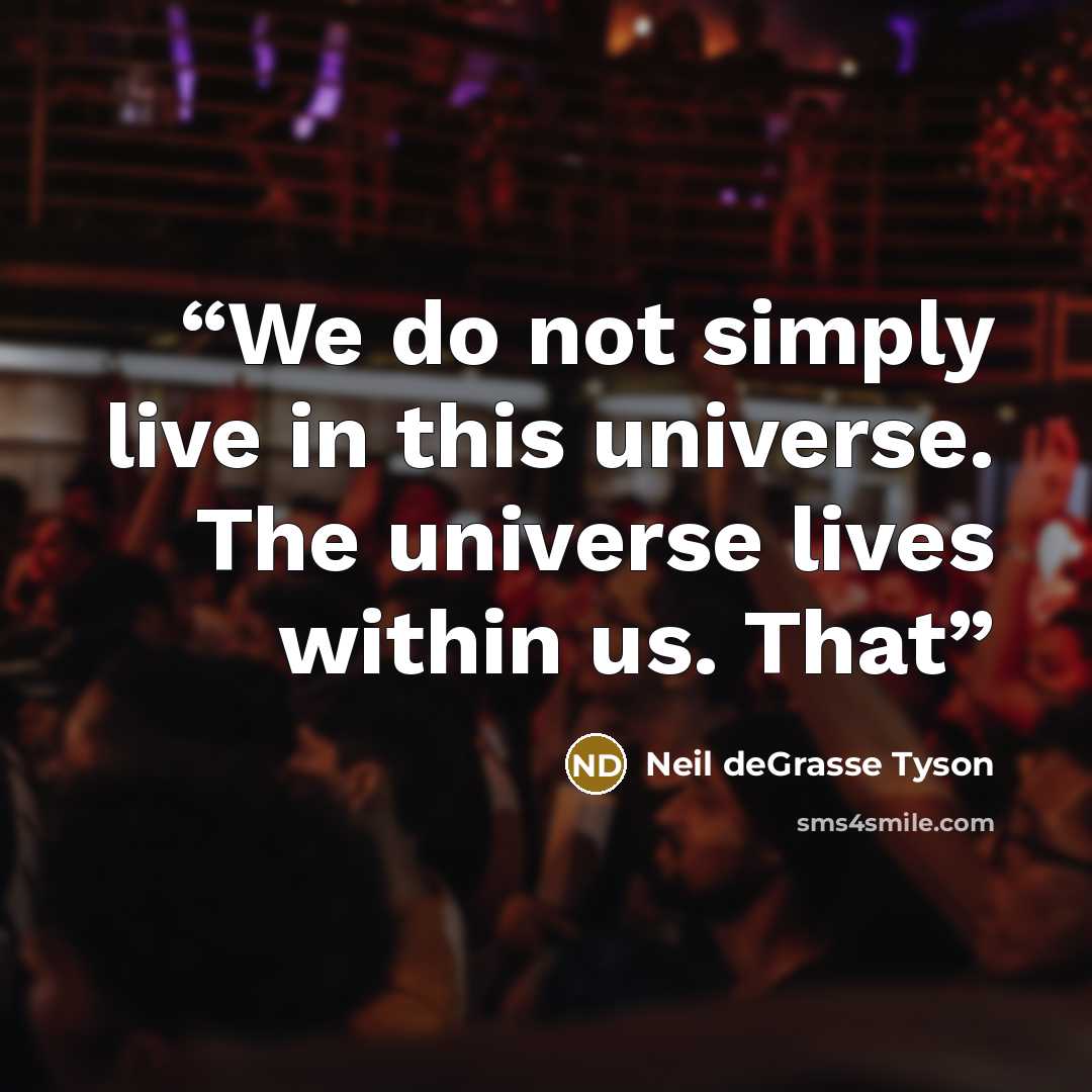 “We do not simply live in this universe. The universe lives within us. That” quote by Neil deGrasse Tyson