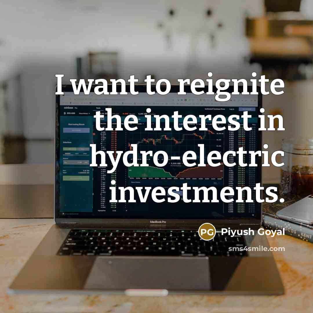 “I want to reignite the interest in hydro-electric investments.…” quote by Piyush Goyal