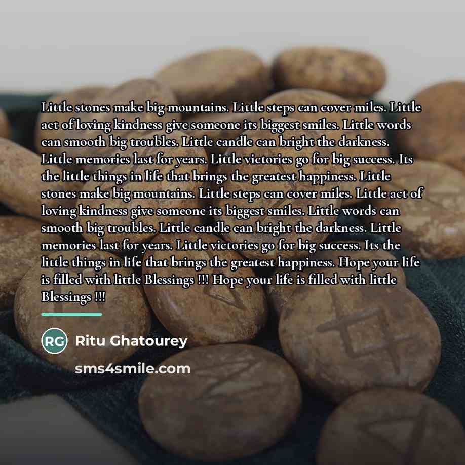 “Little stones make big mountains. Little steps can cover miles.…” quote by Ritu Ghatourey