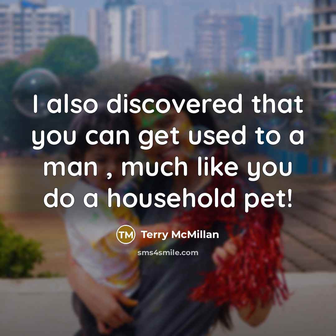 “I also discovered that you can get used to a…” quote by Terry McMillan