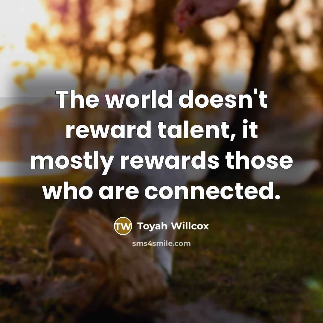“The world doesn't reward talent, it mostly rewards those who…” quote by Toyah Willcox