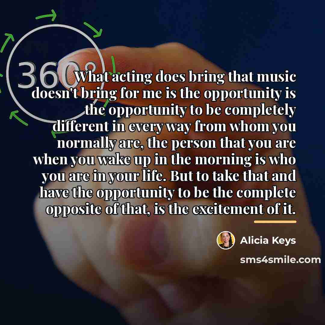 “What acting does bring that music doesn't bring for me…” quote by Alicia Keys