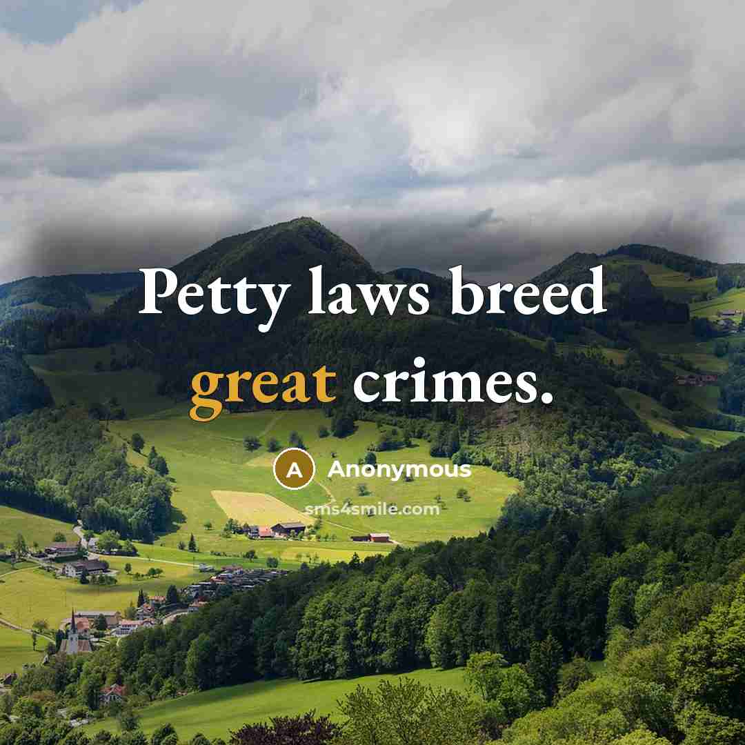 “Petty laws breed great crimes.…” quote by Anonymous