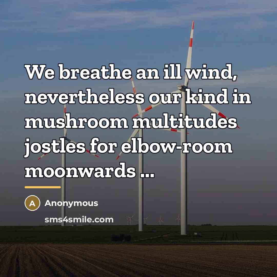 “We breathe an ill wind, nevertheless our kind in mushroom…” quote by Anonymous